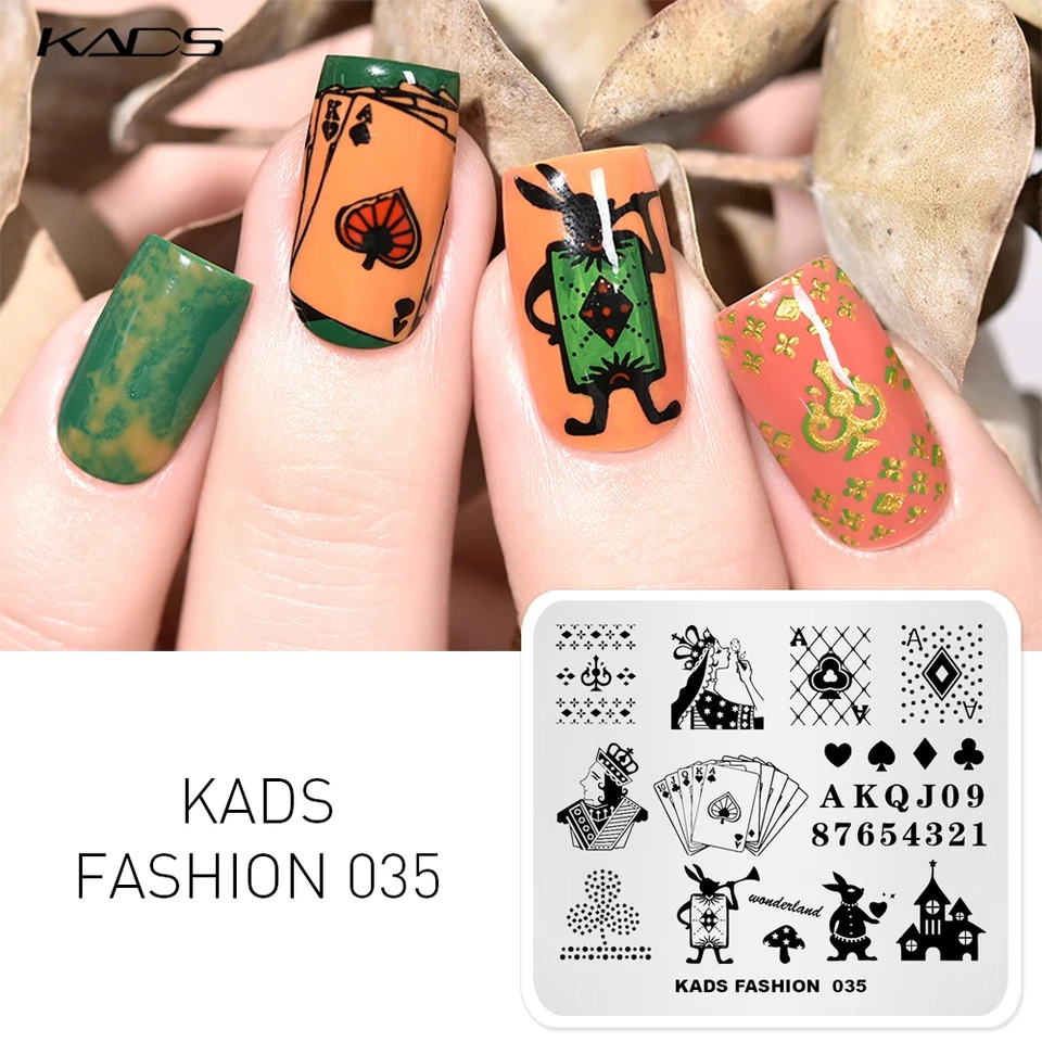 Kads 1pc módny poker dizajn na nechty na nechty na nechty na nechty na pečiatku z pečiatky