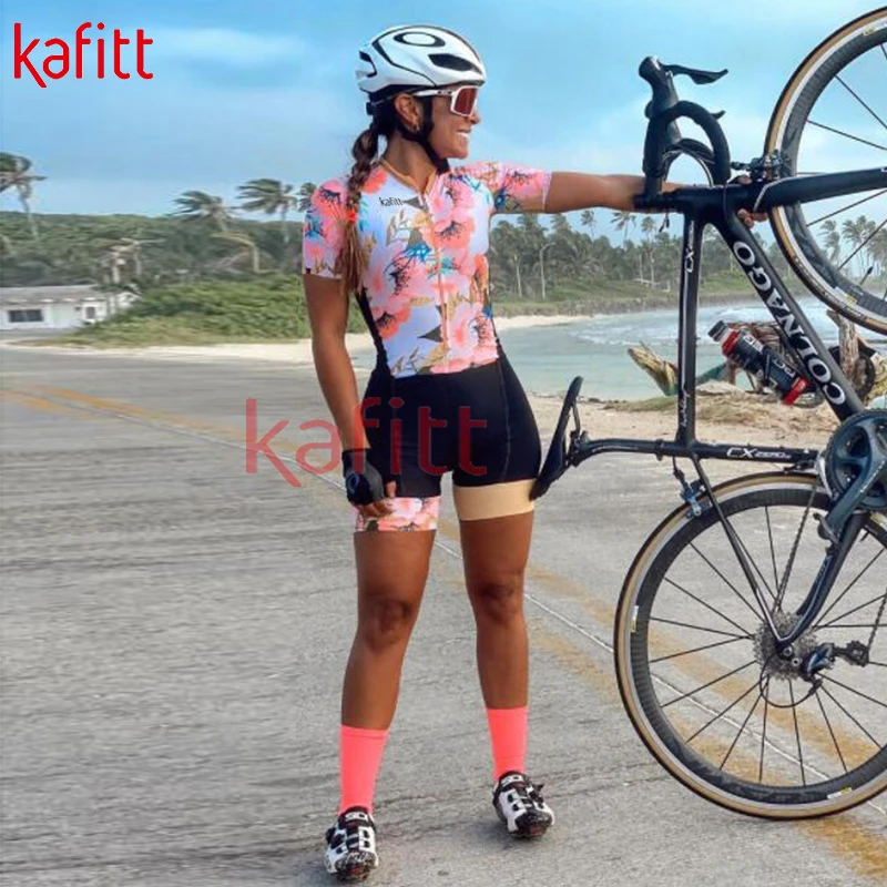 Kafitt Ladies Cycling Jersey Jacksuit Profesionálny cyklistický cyklistický opotrebovanie s krátkym rukávom Noste tesné príležitostné športy Suitt