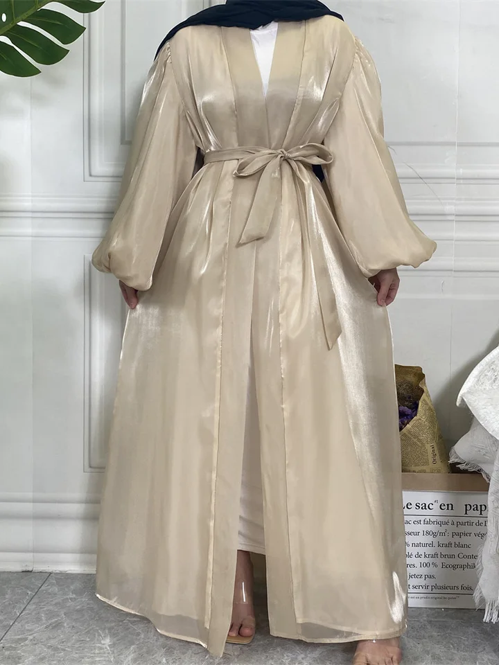 Kaftan marocká abaya nový sveter moslimský lesklý satén dlhý ramadán