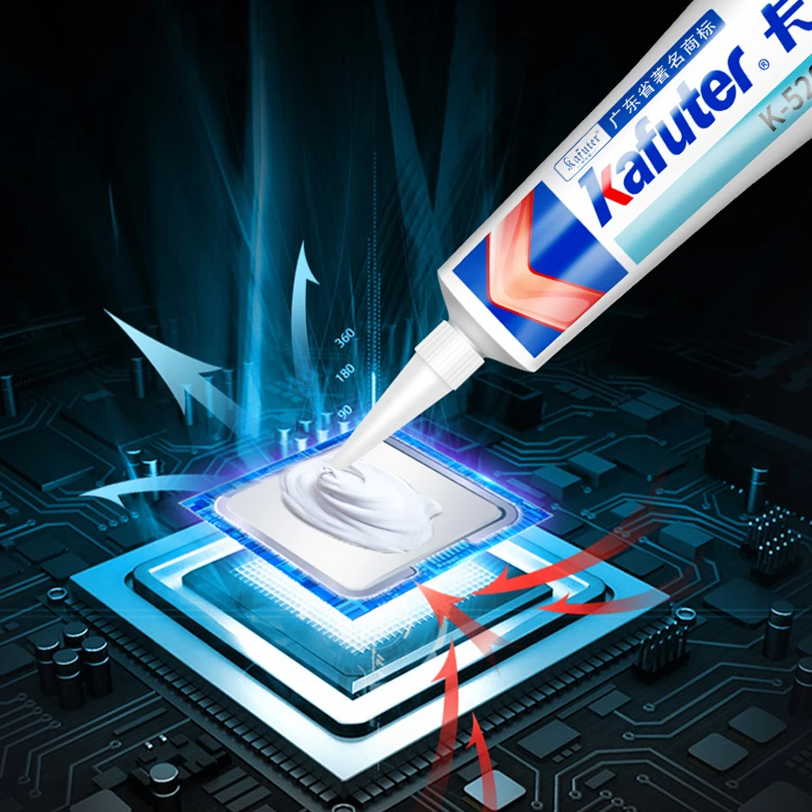 Kafuter 80 g K-5202 Vysokoteplotné odolné proti tepelnému mastnotu, tepelnú pastu pre LED svetlo CPU PCB COB Chips Špeciálne lepidlo