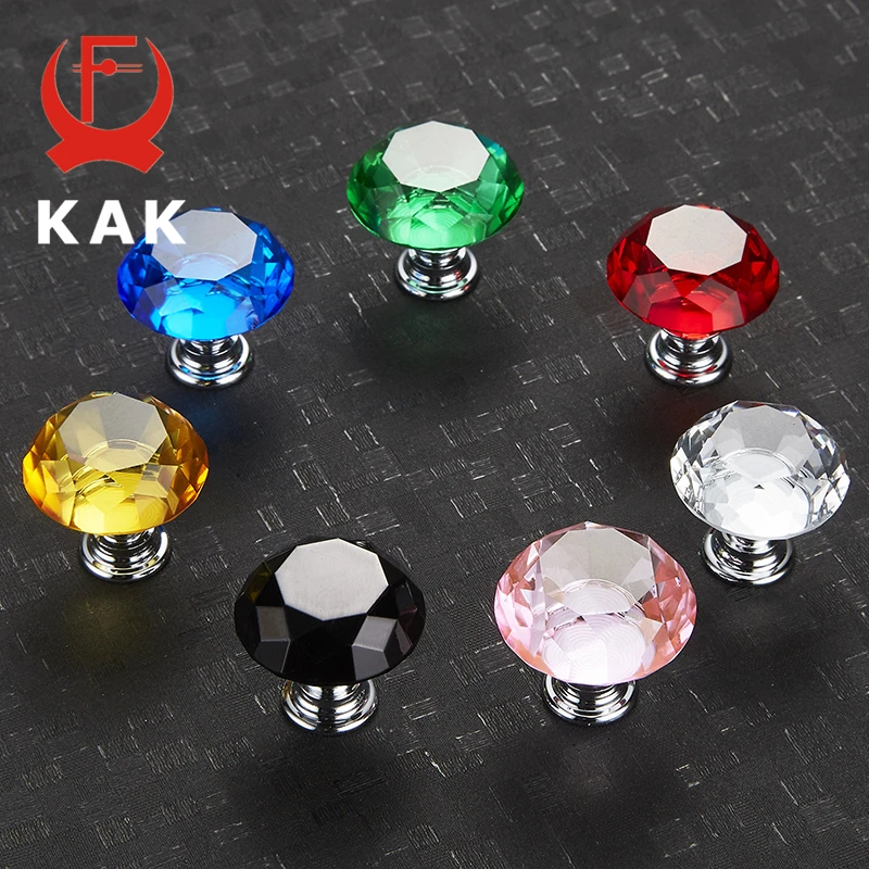 KAK 30 mm 5ks diamantový tvar krištáľové sklenené gombíky skrinky natiahnuté zásuvkami