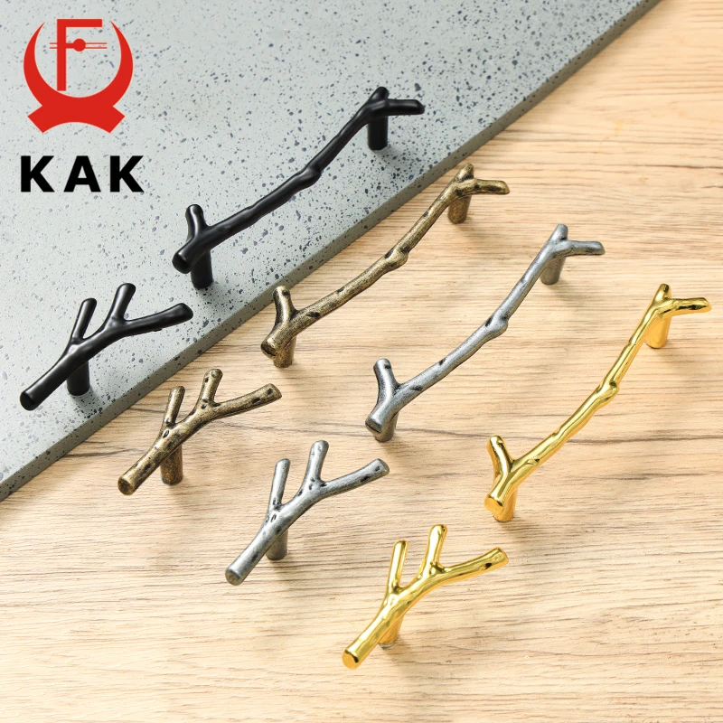 Kak Fashion Tree Pobočka Rukoväť Rukoväť 96 mm 128 mm čierna strieborná bronzová kuchynská skrinka rukoväte Kúchody zásuvky Knobs Dvere Pulls Hardware