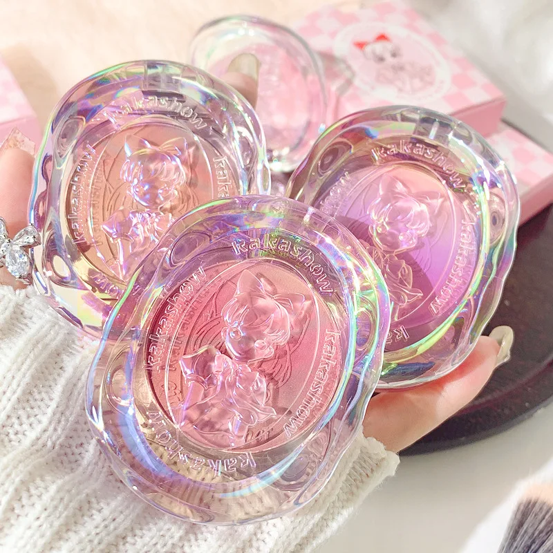 Kakashow Girl's Heart Gradient Blush Matte Rouge brada Purple biely jemný blesk prírodný nahový make -up oprava Červenajúca doska