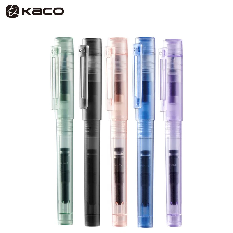 Kako fontánové pero sada 0,5 mm ef hrot priehľadný ручки Stylo a Ink Sac Caneta Tinteiro Office School Písanie kancelárskych potrieb