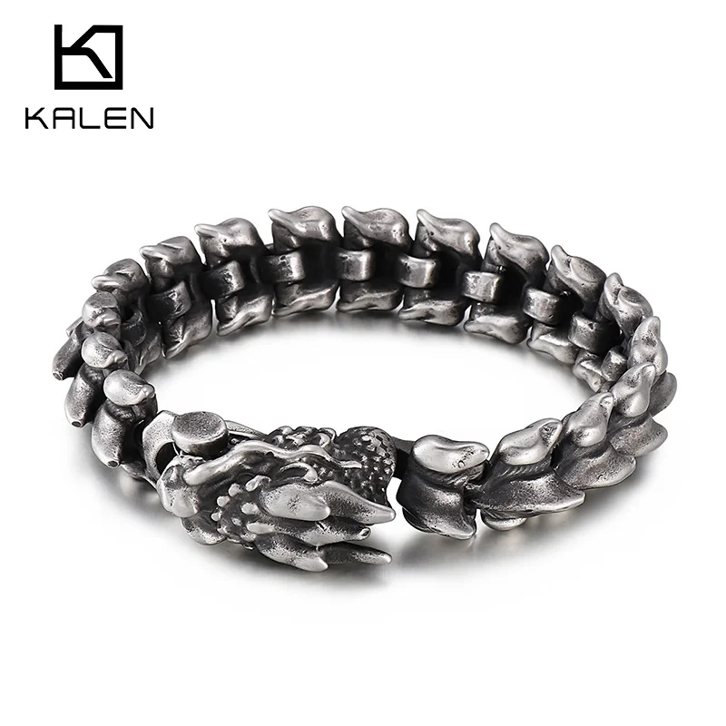 Kalen Vintage Dragon Náramok Vysoko kvalitný z nehrdzavejúcej ocele Punk Pánske náramky Darčeky