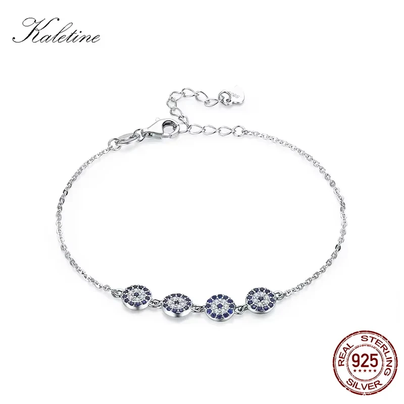 Kaletine 925 Sterling strieborný náramok Nová móda Turecko Lucky Evil Eye Cubic Zirconia Skutočné strieborné šperky pre náramky ženy