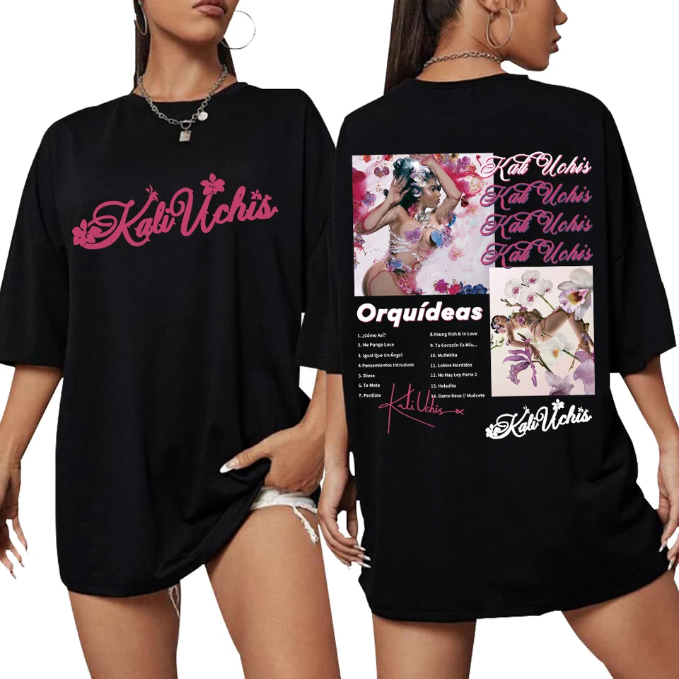 Kali Uchis New Ablum Orquideas Tričká Hip Hop Hop O-Neck Men Woman Krátke rukávy Fanúšikovia darček Harajuku