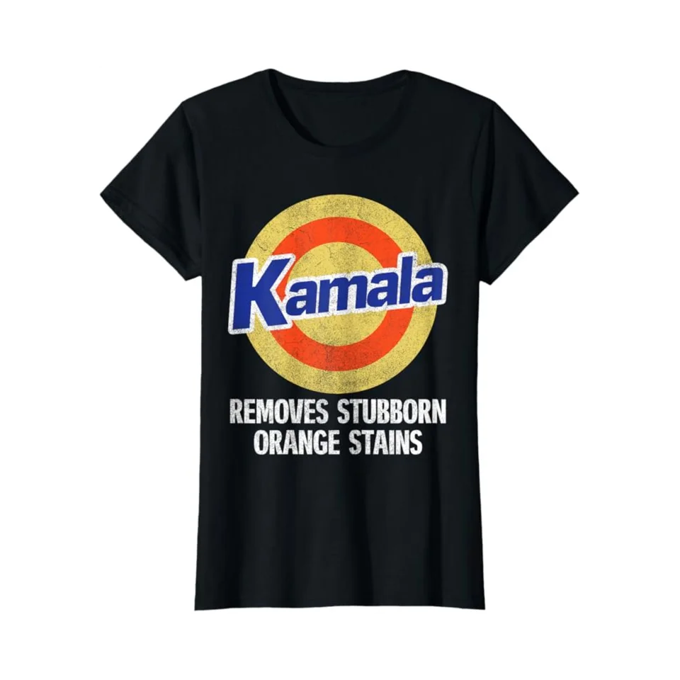 Kamala odstraňuje tvrdohlavé oranžové škvrny Kamala Harris 2024 Dámsky vysoko kvalitný módny trend 100% bavlnené tričko 01232