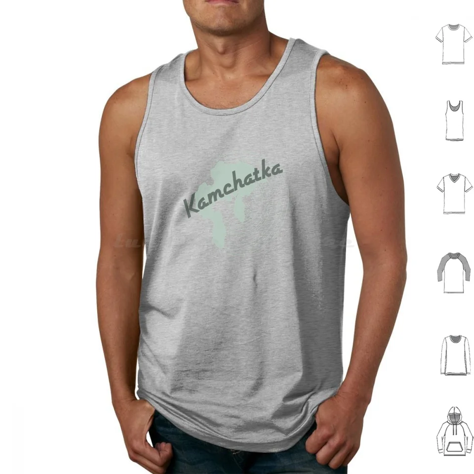 Kamchatka Tank Tops Print Cotton Risk Retro Úžasné vinobranie 80. rokov 90. rokov sveta mapa Rusko Travel Ocean Geography Regions