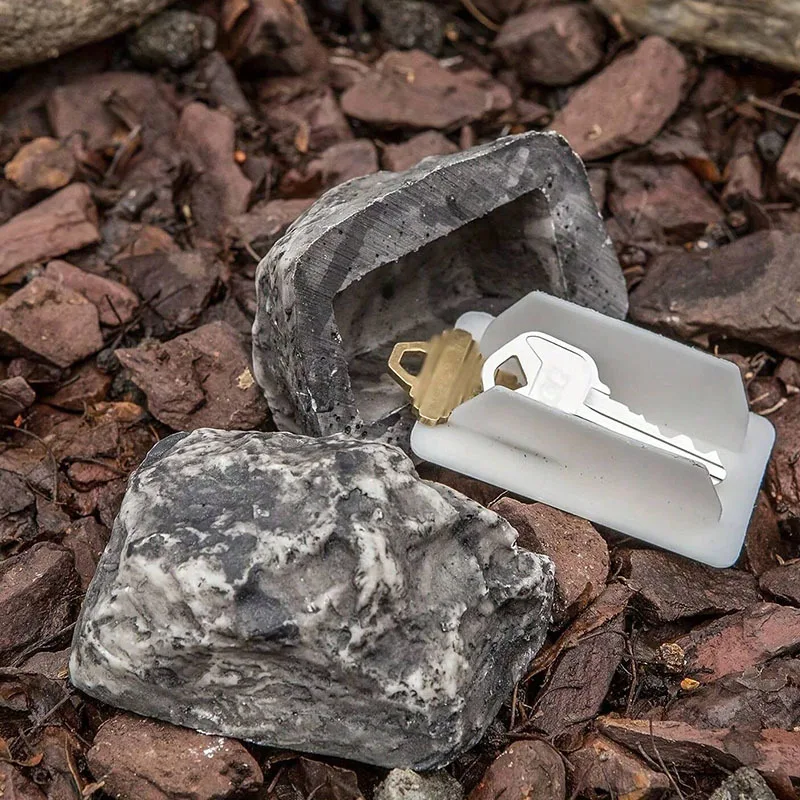 Kamenná krabica simulácia Stone Outdoor Courtyard Skryté dvere kľúča Kľúčová skrinka Small Stone Resin Stone Tvar skrytý domáci doplnok