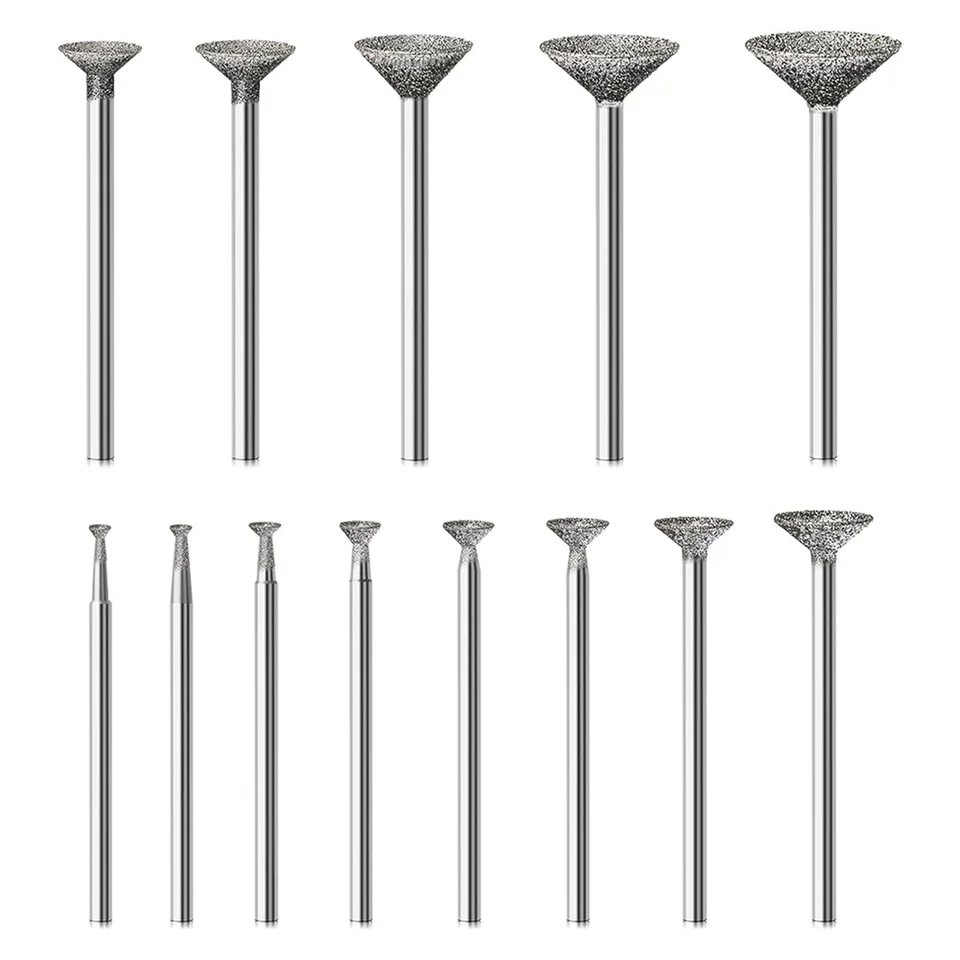 Kamenné rezbárske súpravy Diamond Burr Bits kompatibilné pre Dremel, 13ks leštiace súpravy Rotary Tools príslušenstvo