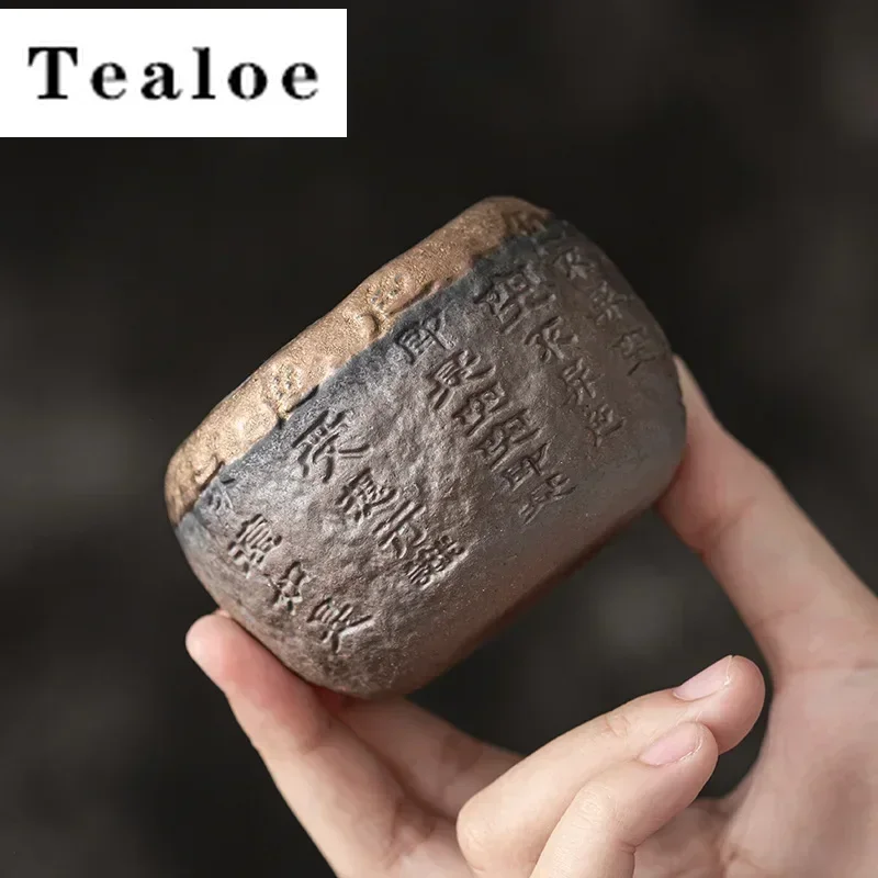 Kamenný ručne vyrábaný reliéfny srdce Sutra Zen Cup Gilding Iron Glaze Master šál