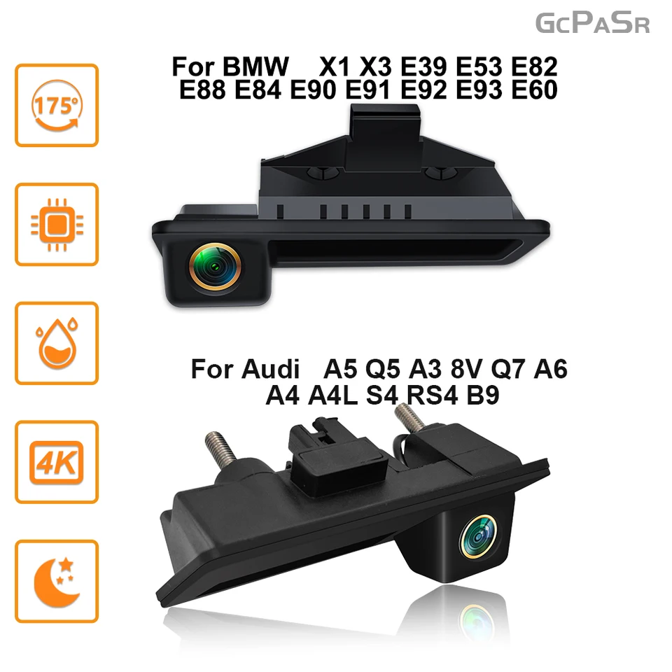 Kamera Zadný pohľad pre Audi A5 Q5 A3 8V Q7 A4 A4L S4 pre BMW X1 X3 E39 E53 E82 Zálohovanie Reverzná AHD 2K Fisheye šošovky Camera AHD 1080p