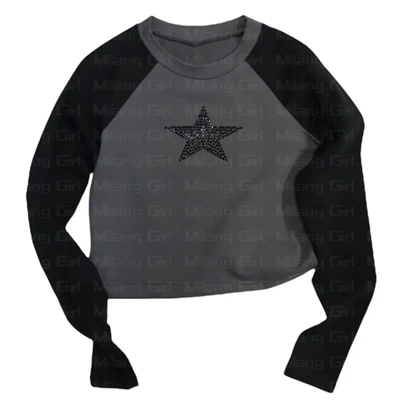 Kamienky hviezdy Tlač ženy vintage topy vrcholy grunge grafické jarné košele
