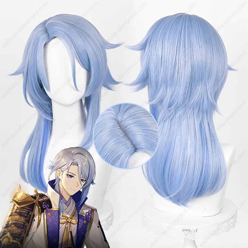 Kamisato ayato cosplay parochňa 50 cm dlhý modrý gradient parochne odolné voči tepelne syntetickým vlasom simulované parochne pokožky hlavy