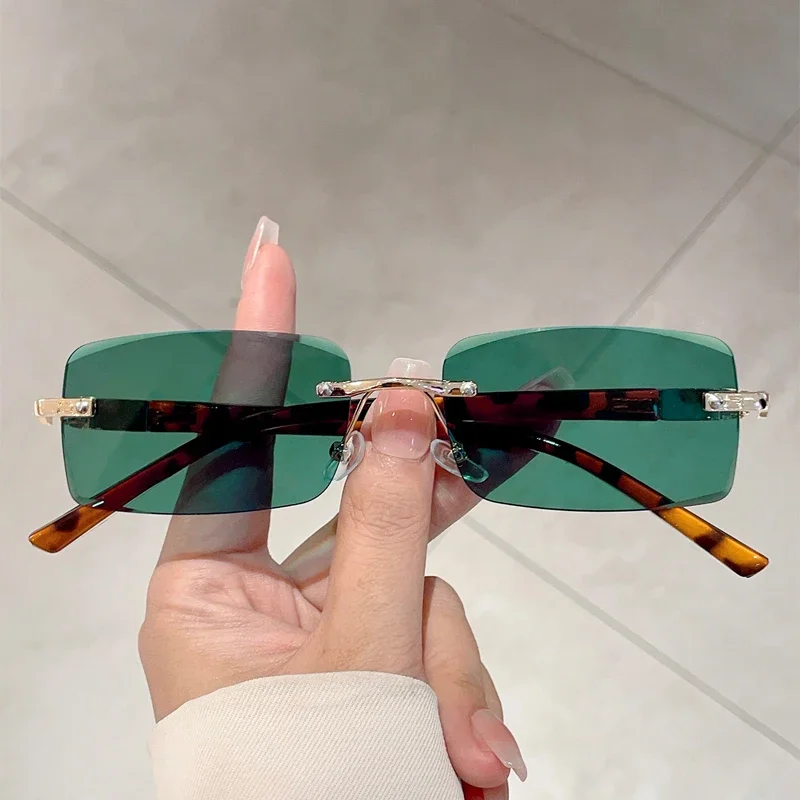 Kampt Rimless slnečné okuliare Muži Muži Nové móda Vintage Príležitostné odtiene Ženy Trendy retro luxusný dizajn značky Slnko okuliare