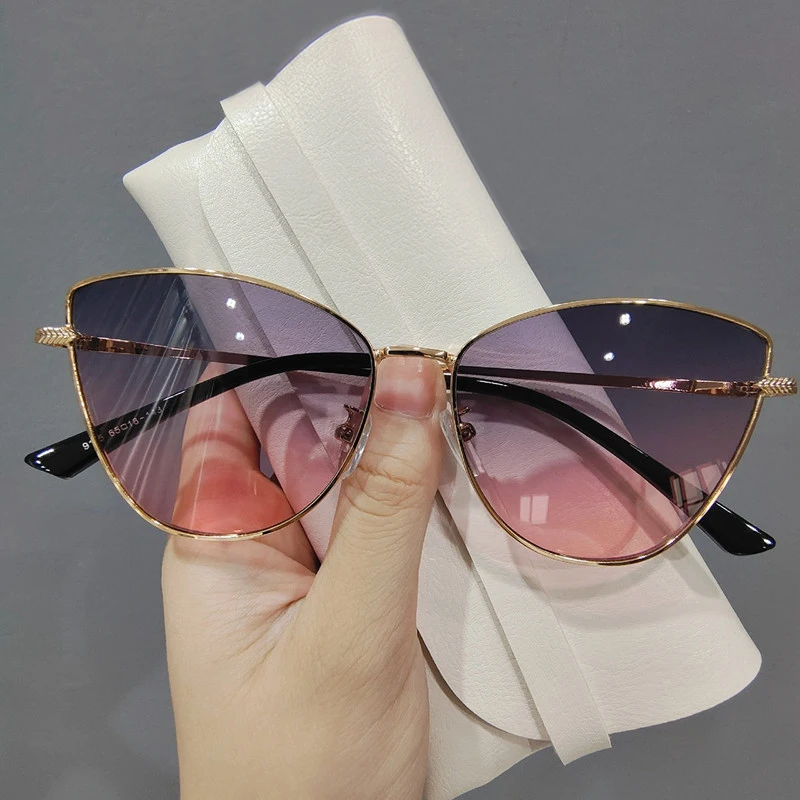 Kampt Vintage Cat Eye Rám slnečné okuliare Ženy 2024 Luxusný dizajnér značky móda ženská okuliare Retro trendy slnečné odtiene pre dámu