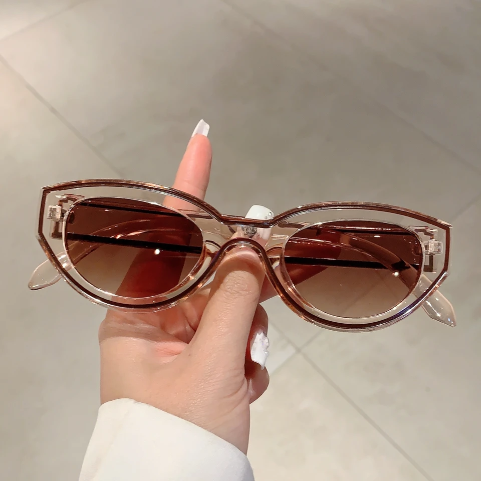 Kampt vintage slnečné okuliare Cat Eye 2024 Nové v ženských štýlových cukrovinkách farby vonkajšie odtiene Trendy značky dizajn gradient slnečné okuliare