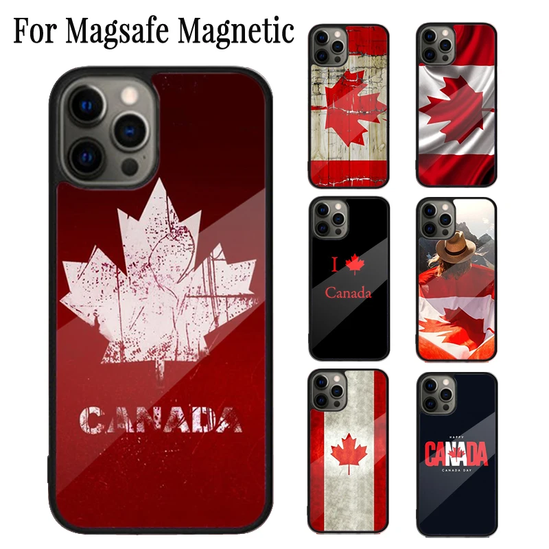 Kanada Vlajka Maple Leaf Red Magnetic Pay Case Coque pre iPhone 16 15 14 plus 13 12 Mini 11 Pro Max Magsafe Wireless Cover