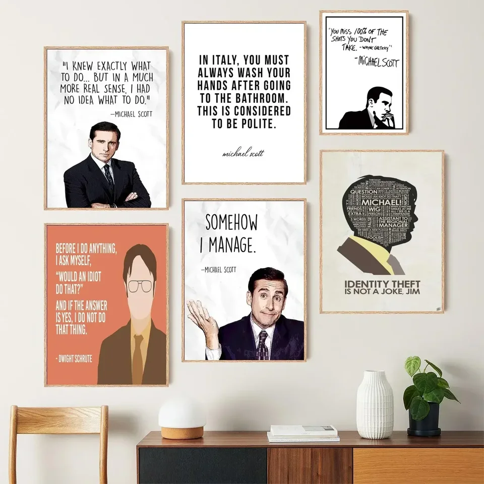 Kancelária Funny citát Michael Scott Plagát výtlačky plátno maľba nástenné umenie plagát pre modernú rodinnú obývaciu izbu Domovod