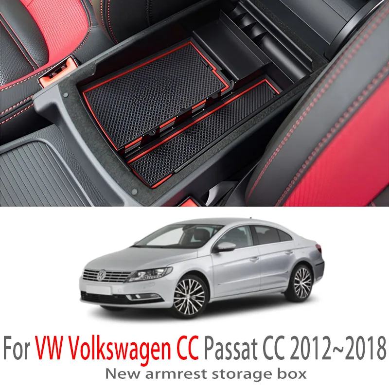 Kancelárie pre VW Volkswagen CC Passat CC 2012 ~ 2018 2015 2015 Centrum Console Storage Box Multifunkčné interiérové ​​diely