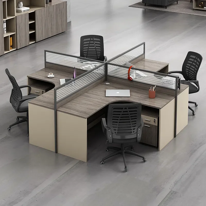 Kancelárska časť 4 osoby Zamestnanci Pracovník Arc Workstation Office Table and Stolička Bureau Travail Commercial Office Furniture