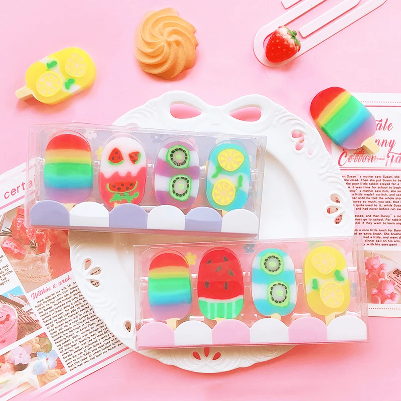 Kancelárske potreby Študenti chladné ceny Kawaii Stationery Cuce Gume School Supplies Kit Lovely Ice Cream Eraser pre deti