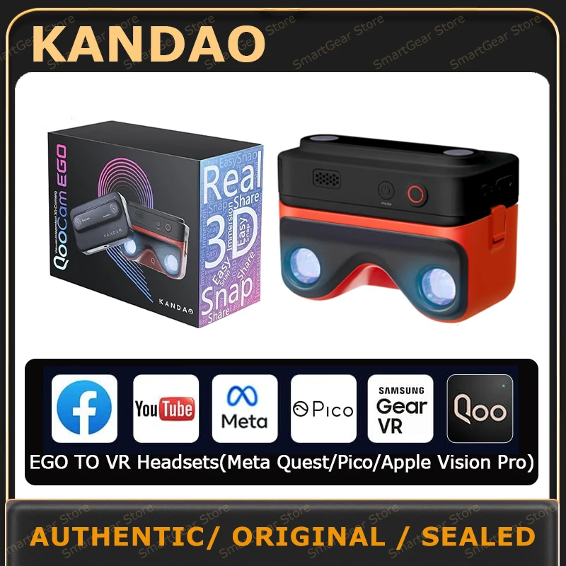 Kandao Qoocam Ego 3D Cam - 24MP/8K Photos/4K 60 snímok za sekundu Videá stereoskopický 3D okamžitý displej, kompatibilný na náhlavných súpravách PICO4 VR