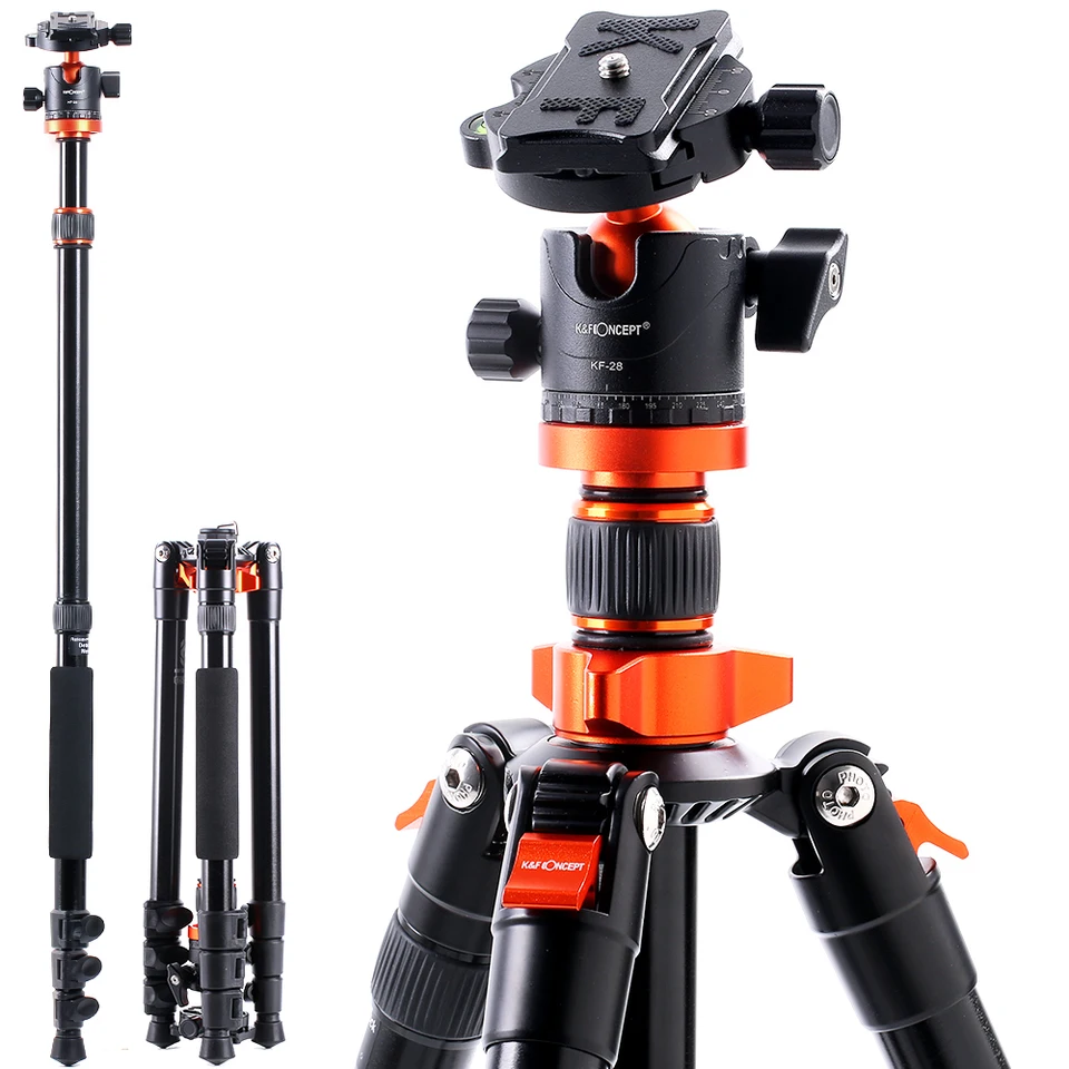 K&F Koncept Coatoaru Perods hliníkové cestovanie vlog dslr statív monopod s 360 stupňom panorámy lopty načítanie do 10 kg