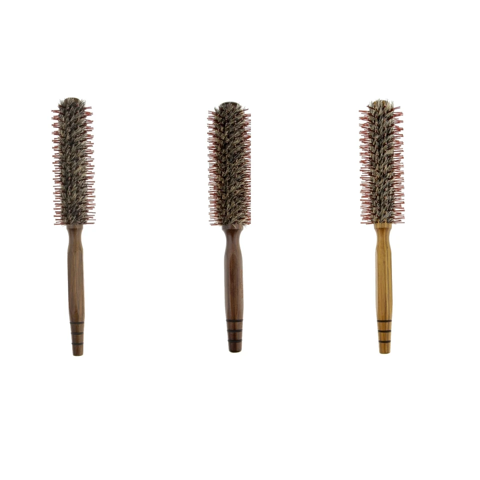 Kanec Bristle Round Hair Brush Prírodná rukoväť dreva valcovanie curling kefka