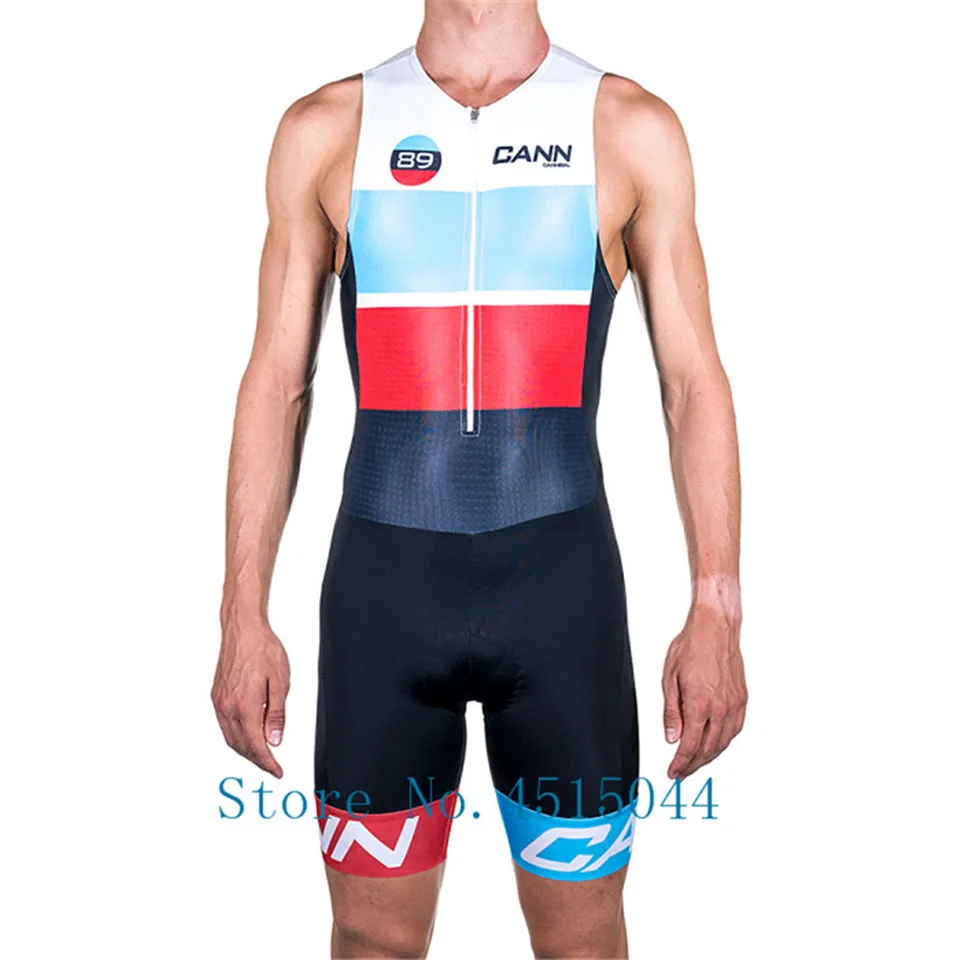 Kanibal muž triatlon cyklovanie skclingu letné rukávky bez rukávov Vlastný bicykel oblek Ciclismo Cycling Running Clothsuit