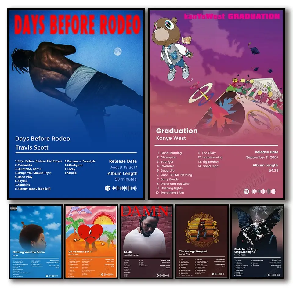 Kanye West Hip Hop Rap Canvas Plagát Hudobný album Star Wall Art for Loving Room Decor