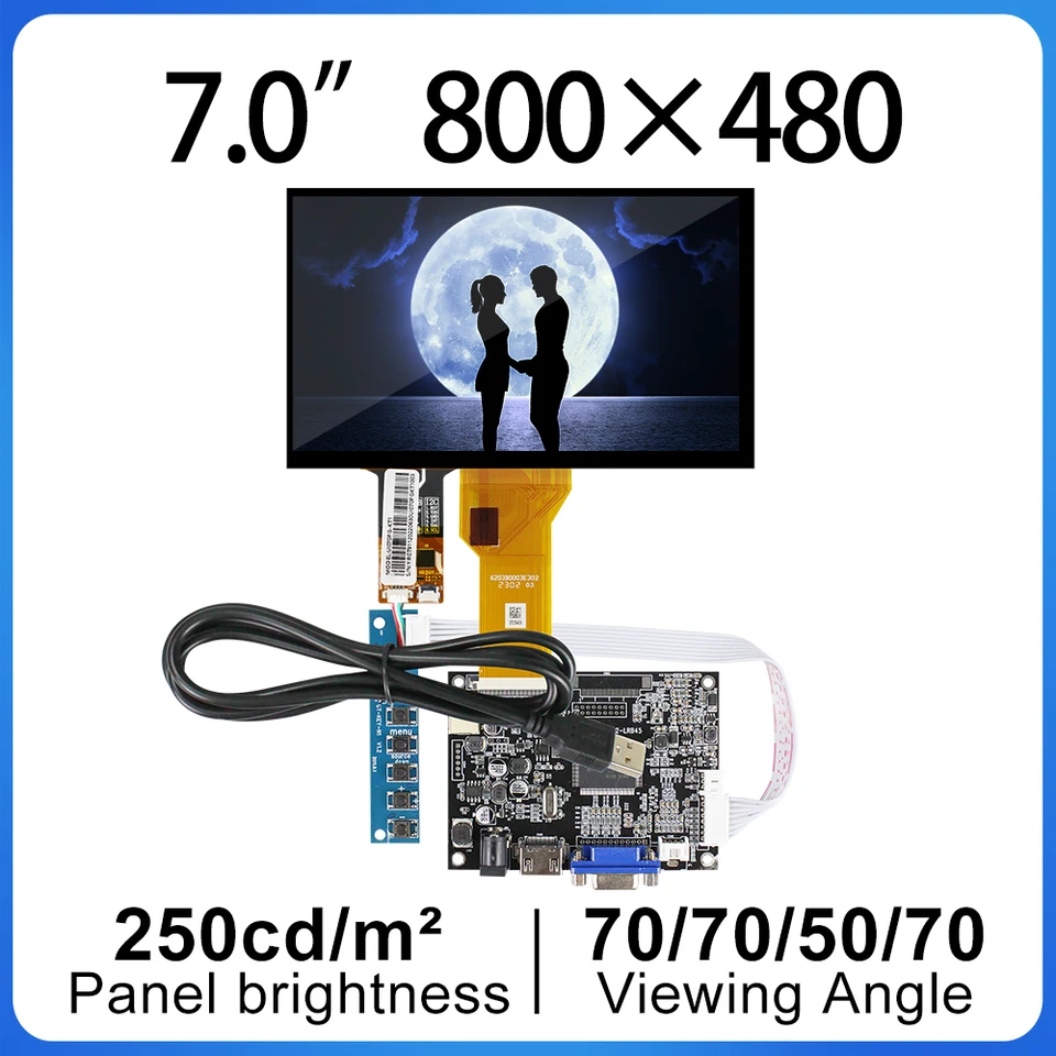 Kapacitný dotykový displej 7 palcov 800x480 s riadiacou doskou panela AT070TN92 RGB 50 PINS LCD Panel Panel