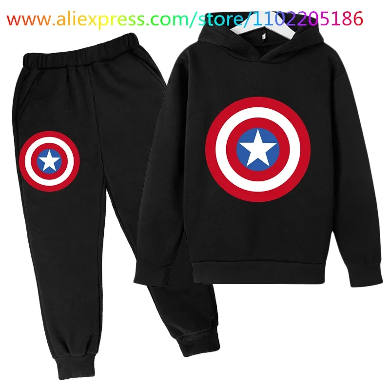Kapitán Amerika mikiny Kids Jarné jesenné oblečenie Setschristmas Cosplay Coat and Pants Kostýmy deti chlapci kreslené obleky