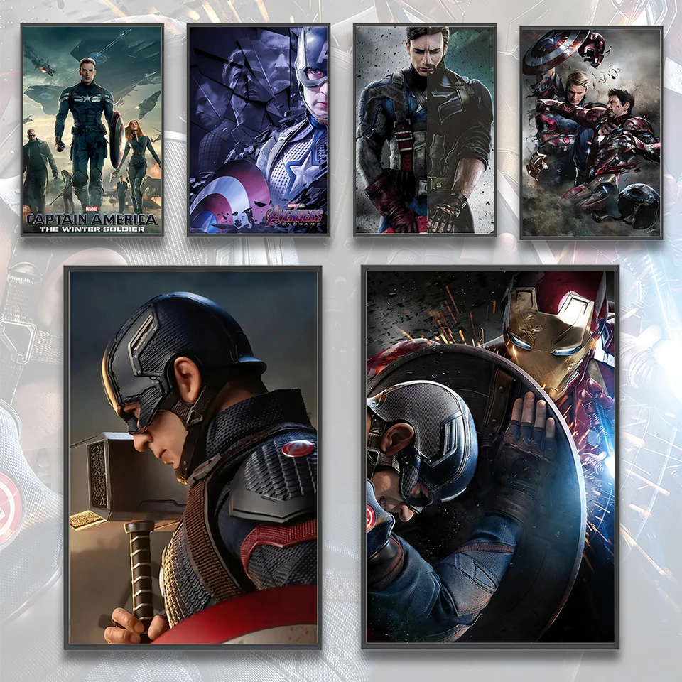 Kapitán Amerika Self-ústí plagátu HD Decor Marvel Movie tapety figúrky nástenné umenie spálňa Domáca dekorácia maľba