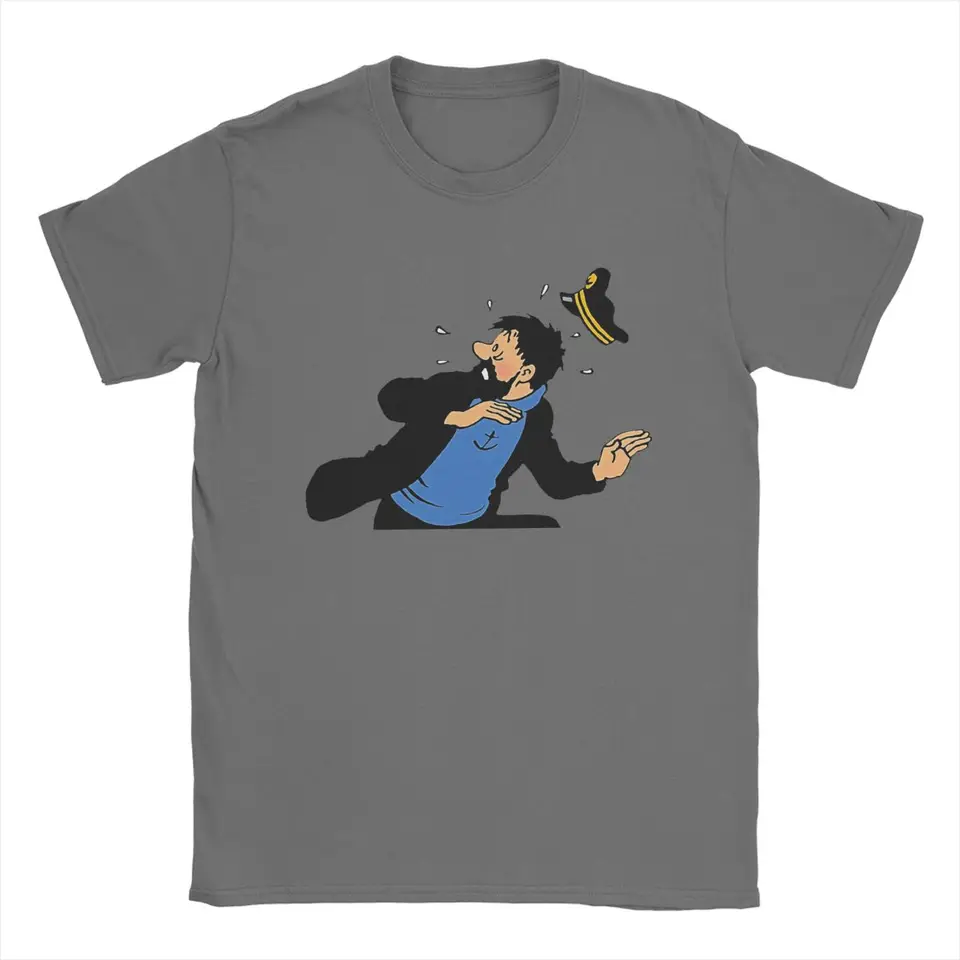 Kapitán Haddock T tričko Men Cotton Unikátne tričká Crewneck Cartoon Tee tričko s krátkym rukávom topy