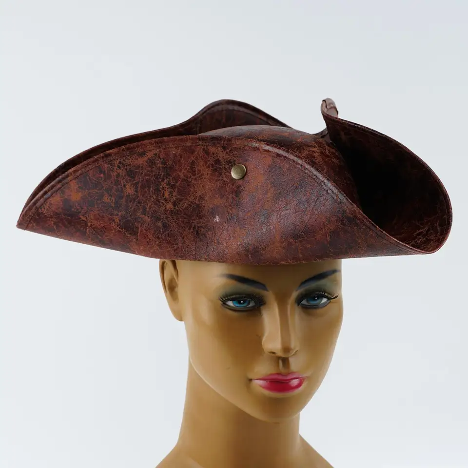 Kapitán Pirate Hat Costumetricorn Party Cap Cosplay Novinka Summer Pu Leather Pirate Hat for Women Men kostýmové doplnky i3c7