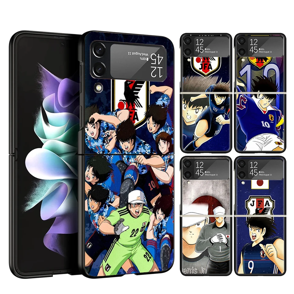 Kapitán Tsubasa Anime Case Cover pre telefón Samsung Galaxy Z Flip 6 5 4 3 5G Zflip6 Zflip5 Zflip4 Zflip3 Black Hard Trend Fundas Fundas