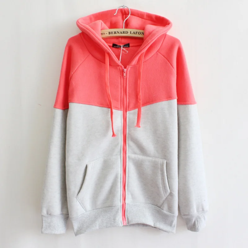 Kapucňa kardigan zips vreckový fleece kapucňa bunda pre ženy