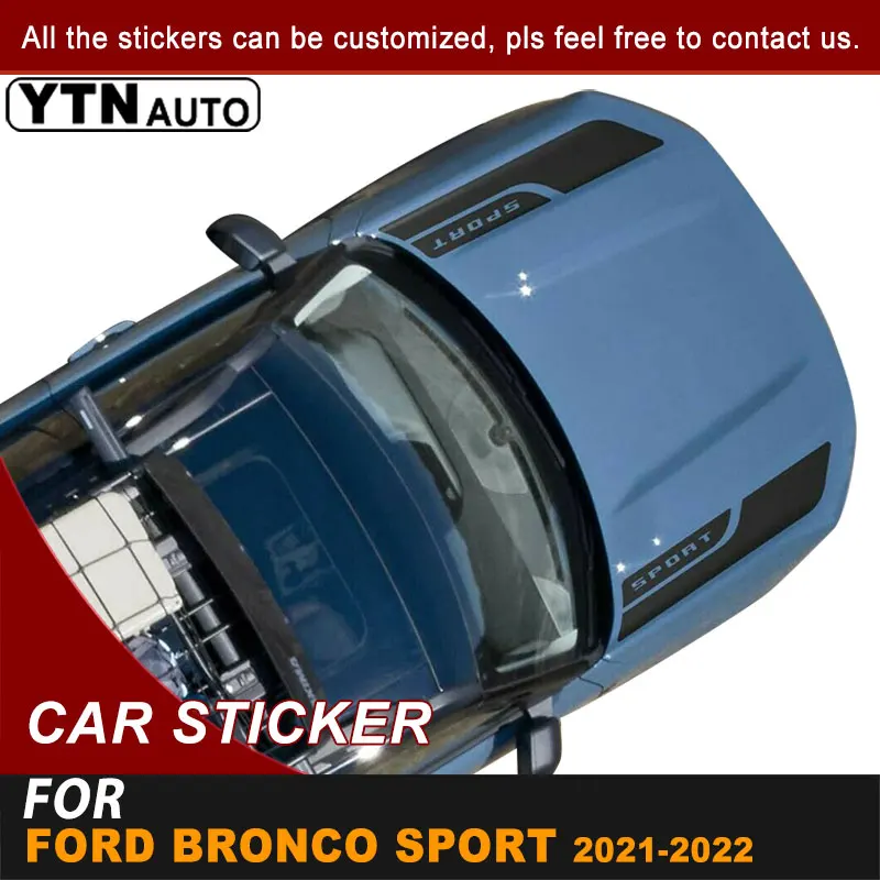 Kapucňa nakopanie automobilu Stripe Racing Graphic Vinyl Bonnet Decals pre Ford Bronco Sport 2021 2022 DECORÁCIA A PRÍSLUŠENSTVO