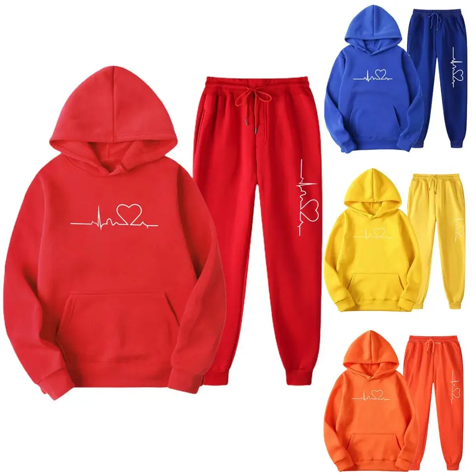 Kapucňové nohavice súpravy štýlové pánske vetrové kapucňové tepláky súpravy Solid Color Sportswear Oblek na jesennú zimu s dlhým rukávom