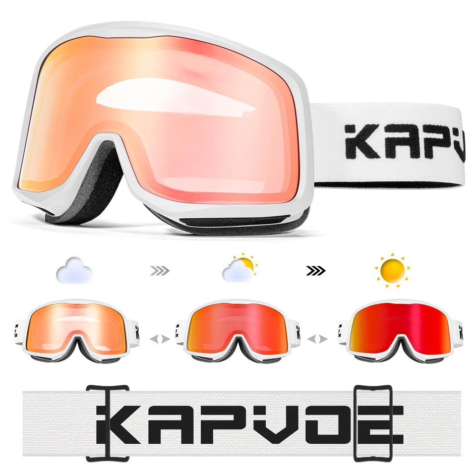Kapvoe OTG fotochromatické lyžiarske okuliare pre snowboard