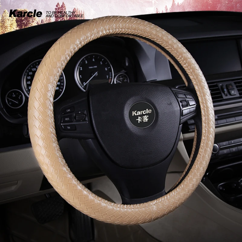 Karcle Pu kožené auto volant na volant krytého kolies Ochranné koleso Protect Weave Patter
