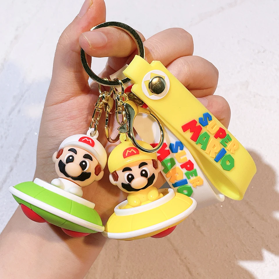 Karikatúra 3D Super Mario Bros Keychain Accesorios Schoolback prívesok Kľúčová taška Decorácie Darčeková zbierka Darček Zbierka Ozdob