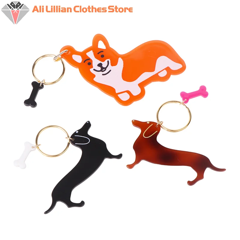 Karikatúra akrylového psa Keychain prívesok roztomilý Corgi Javelníky šteniatko zvieratá Pet Keyring Batoh Charms Car Bag Decor Hračky darček