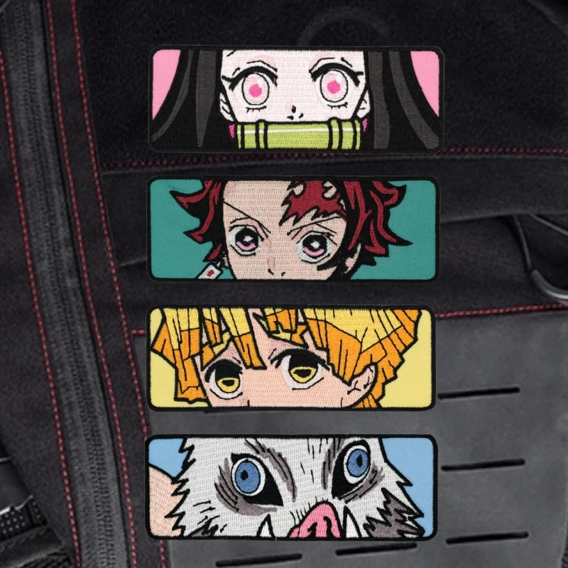 Karikatúra Animation Tactical batoh nálepka Acgn Element Accessories Patches Demon Slayer Vyšívaný háčik a odznak morálky slučky