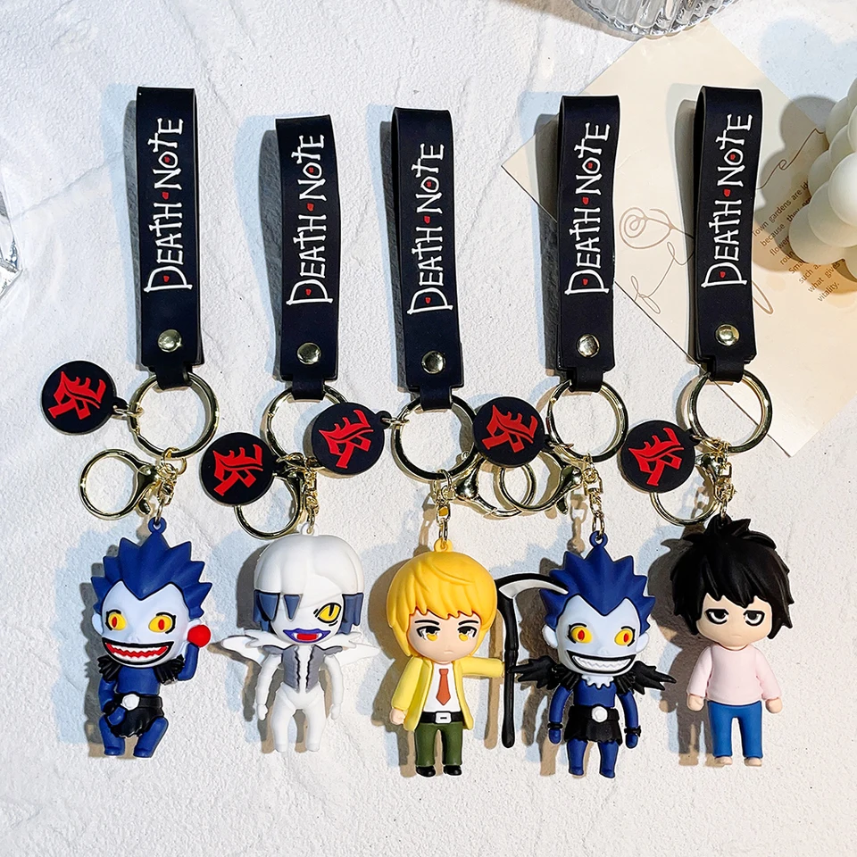 Karikatúra anime Death Note Note Action Figure Keychains kľúčový reťazec kľúča prsteň Kawaii Silikone Car Pendants Hračky
