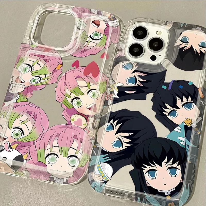 Karikatúra Anime Demon Slayer Clear Case pre Oppo Realme C11 C20 C21Y C31 C33 C35 C53 C55 6 7 7i 8 8i 9i 10 V15 Pro Plus 5G Airbag