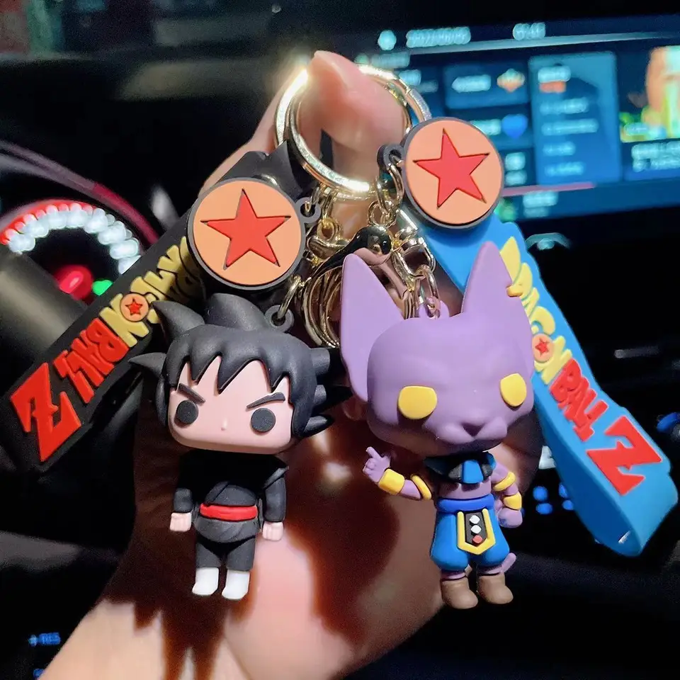 Karikatúra anime dragon loptičky Keychain Keychains Beerus syn Goku Ozaru Vegeta Action Figures Figures kľúča retiazka Keyring Bag Darčeky