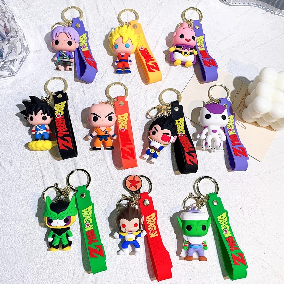 Karikatúra anime draka lopta z figualy kľúča roztomilý model Goku Pvc Model hračky auto kľúča batoh